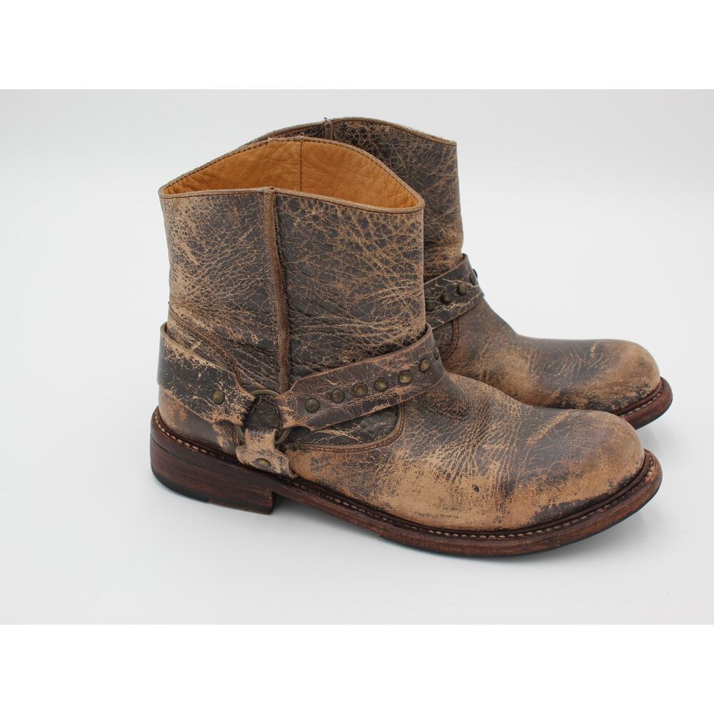 Bed Stu Exeter Boots Womens 9 Brown Leather Harness Studded Festival Goodyear